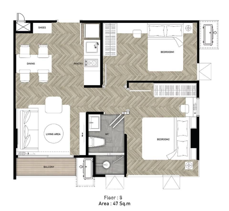 รูป คอนโด 2 ห้องนอน โครงการ Fynn Aree ใกล้ BTS อารี 📍 (ID 2854113) - รูปที่ 3/12