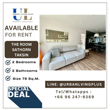 ( UL2605053 ) ✨Tel/Line 096-2479369✨ FOR RENT The Room Sathorn - Taksin 2 bedrooms 2 Bathrooms Size 78 Sq.M. Never rented, Nice room