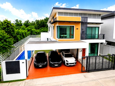 บ้านเดี่ยวให้เช่า : สารสาสน์บางบอน 300ม. แอร์ 7ตัว 7น้ำ 440ตร.ม.25นาที สาทร 16กม. คฤหาสน์ 2ชั้น Pool Villa 5-6นอน เพชรเกษม69105ตร.ว. Zanook Wake Park