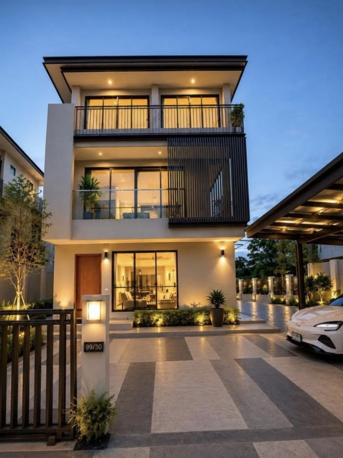 รูป ขายด่วน!! บ้านหรู 3 ชั้น หมู่บ้าน AQ Arbor สวนหลวง ร.9–พัฒนาการ หลังริม 97 ตร.ว. พื้นที่ใหญ่สุดในโครงการ - รูปที่ 1/12