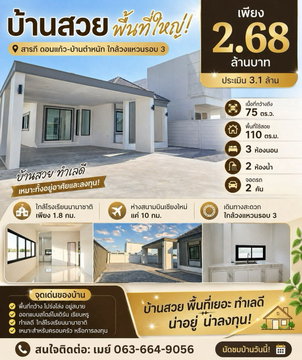 📍ขาย! บ้านสร้างใหม่ สารภี ดอนแก้ว–บ้านตำหนัก ใกล้วงแหวนรอบ 3