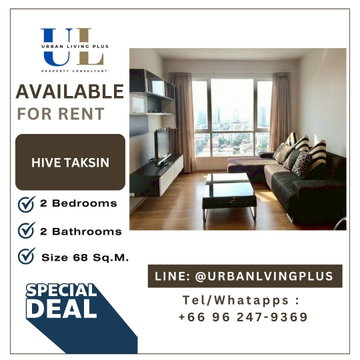 ( UL2605183 ) Tel/Line 096-247-9369✨ FOR RENT !! HIVE TAKSIN 2 bedrooms, Size 68 Sq.M. Nice room, High Floor ✨✨