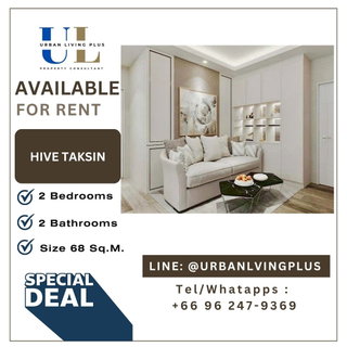 รูปภาพ ( UL2605132 ) Tel/Line 096-247-9369✨ FOR RENT !! HIVE TAKSIN 2 bedrooms, Size 68 Sq.M. Nice room, High Floor ✨✨