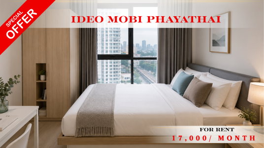 รูปภาพ 🍀🍀Prime condo location 🚆ให้เช่า 📌 ไอดีโอ โมบิ พญาไท 🌸 (Line:@rent2022) พร้อมอยู่ ✨A04595