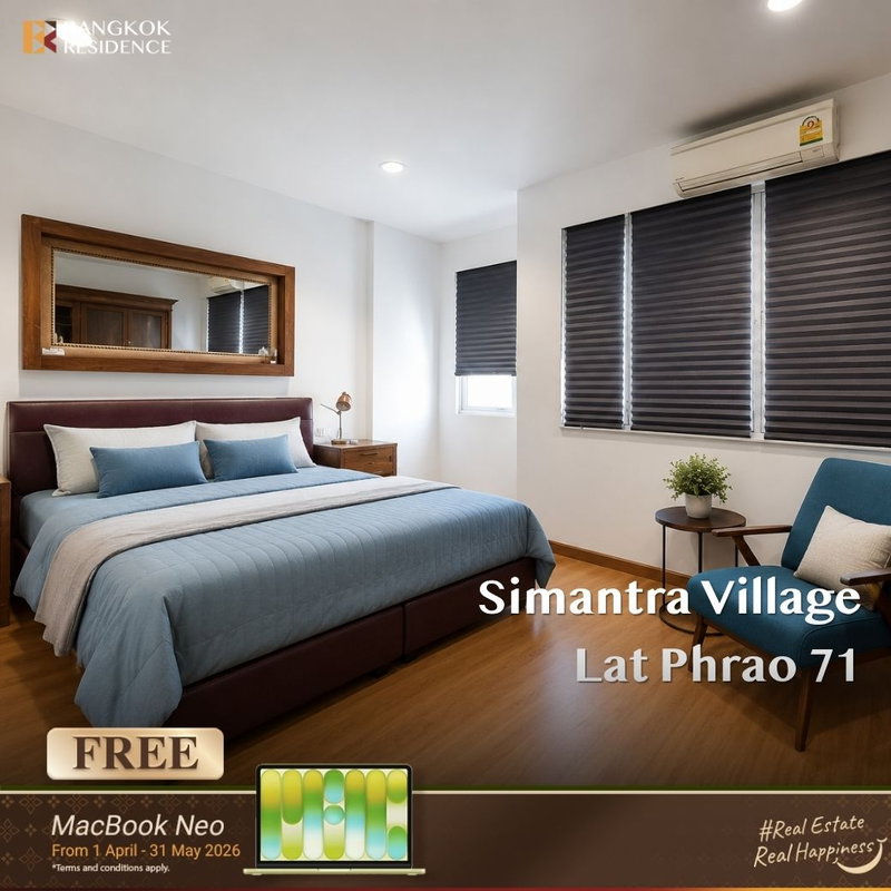 Townhouses for sale : 🌟 3-Storey Townhome for Sale at Simantra Village, Lat Phrao 71,Fully Furnished with Stylish Built-in Kitchen Near MRT Chok Chai 4 (Yellow Line) ✨