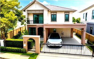 เช่าบ้านเดี่ยว แม็คโคร บางบัวทอง : บ้านเดี่ยวสไตล์โมเดิร์น 4 นอน ราชพฤกษ์-345 โรบินสันไลฟ์สไตล์ ราชพฤกษ์ 1.05กม. 4 น้ำ รพ.ปากเกร็ด 2 1.2 กม. 54 ตร.ว.200 ตร.ม. 5 แอร์