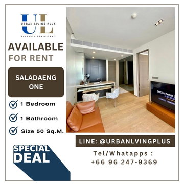 ( UL2403251 )  Tel/Line 096-2479369, สำหรับเช่า คอนโด ศาลาแดงวัน, 1 ห้องนอน, 1 ห้องน้ำ, ขนาด 52 ตร.ม. ตกแต่งสวย, พร้อมเข้าอยู่ , วิวสวนลุม