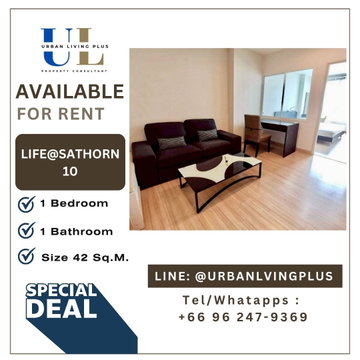 ( UL2605261 ) Tel/Line 096-2479369 ✨ให้เช่า LIFE @SATHORN10 Condo , 1 ห้องนอน, 1 ห้องน้ำ, ขนาด 42 ตร.ม. ห้องสวย , ราคาพิเศษ!!