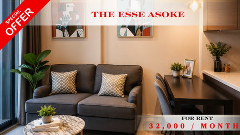 💝🚆 Fully Furnished For Rent 📌 The ESSE Asoke (Line: @rent2022) | Near BTS Asoke & MRT Sukhumvit  ✨Prime CBD Location ✨  📌Code: A09449