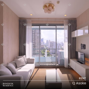 Rental Condo 🏙️ Q Asoke, 2BR 75 sq.m. 52K 💙 Beautiful Unit, Available Now, Near MRT Phetchaburi 
