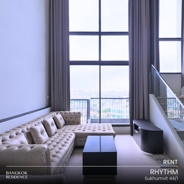 Rental Condo 💛 Rhythm Sukhumvit 44/1, Duplex 1BR 60 sqm 35K 🌃 High Floor, Beautiful View, Near BTS Phra Khanong 