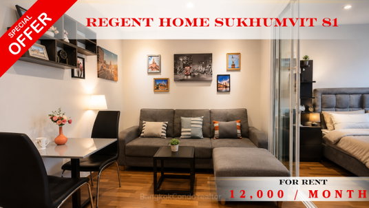 รูปภาพ 💝🚆 Fully Furnished For Rent 📌 Regent Home Sukhumvit 81 Condominium (Line: @rent2022) | Near BTS On Nut Ready to Move In! ✨ 📌 Ref Code: A11560