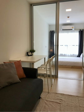 For Rent: Plum Fresh Condo 🏢 Building A, 7th Floor Size: 26.77 sq.m. 🌴🏊 Outdoor view overlooking the pool