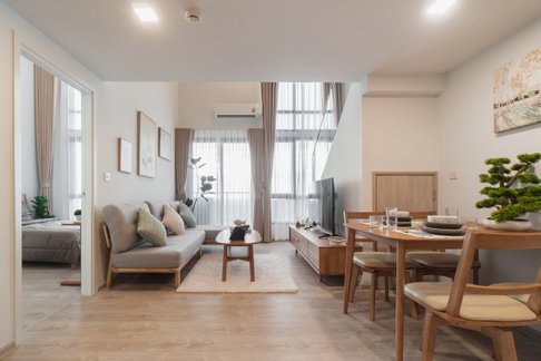 Condo for RENT :  The Tree Pattanakarn Ekamai 𝐒𝐢𝐳𝐞 :  55 sqm. DUPLEX 2 Bed / 1 Bath / City view /Closed kitchen   on 29th   Fully furnished