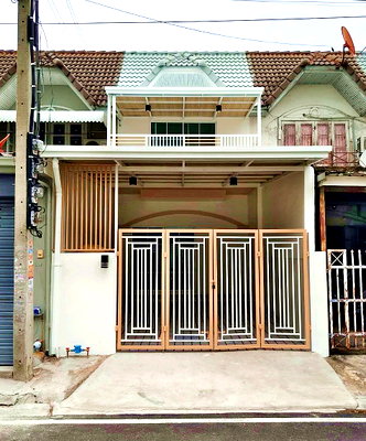 ขายทาวน์โฮม : บ้านสวย พร้อมอยู่  #หมู่บ้านร่มเงาไม้ บางบัวทอง  ติดถนนวัดลาดปลาดุก