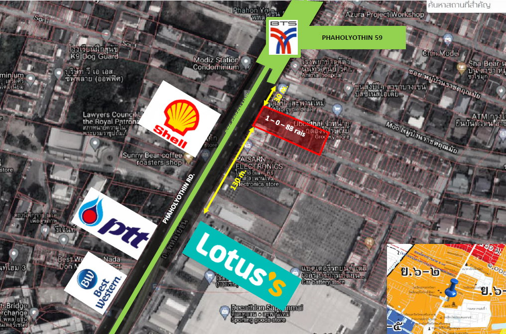 รูป ขายที่ดินติด BTS พหลโยธิน 59 เพียง 30 เมตร | 488 ตร.ว. ผังสีส้ม ย.6 | ทำเลลงทุนใจกลางโซนสะพานใหม่ - รูปที่ 1/7