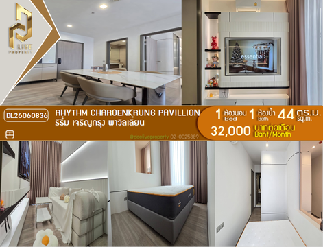 DL26060836 Condo for rent, RHYTHM CHAROENKRUNG PAVILLION near BTS Saphan Taksin, ready to move in, call urgently 0614453194 LineID @952jdxxk