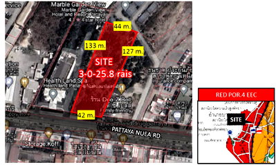 Land for sale Chonburi : Prime High-Rise Opportunity: 3-Rai Land in North Pattaya, EEC Red Zone (FAR 10) Maximum Development Potential Near Future Monorail Station