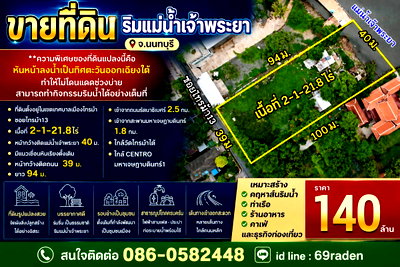 ที่ดิน โรงเรียนนานาชาติเด่นหล้า : ขายที่ดิน ริมแม่น้ำเจ้าพระยา จ.นนทบุรี
