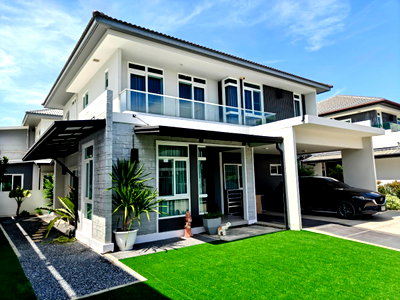 บ้านเดี่ยวให้เช่า : มัณฑนา 2 บางนา กม.7 บ้านเดี่ยว 4 นอน 222 ตร.ม. หลังมุมโซนพรีเมียม ติด รร.ราชวินิตบางแก้ว ใกล้ Mega บางนา เช่า 120,000 บ./ด. | ขาย 25 ลบ.