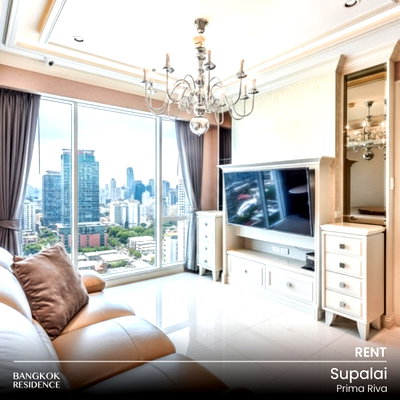 คอนโดให้เช่า : เช่าคอนโด 🌃 Supalai Prima Riva 2นอน 91.50ตร.ม. 40k 🌊 ยูนิตสวย วิวแม่น้ำ
