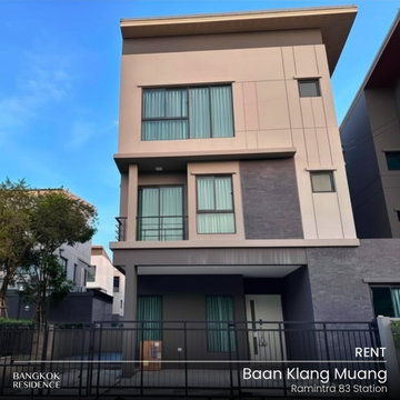 บ้านให้เช่า 🏡 Baan Klang Muang Ramintra 83 Station บ้านหัวมุมติดสวน ใกล้รถไฟฟ้าสายสีชมพู 🚆 4นอน 218ตร.ม. 65k พร้อมอยู่ เฟอร์ครบ