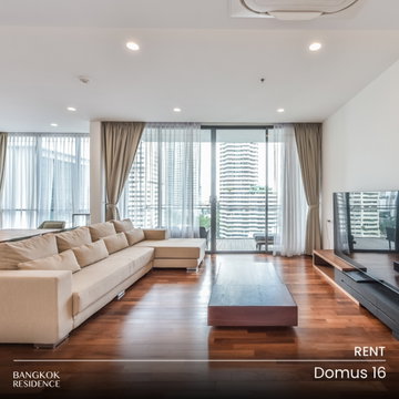 Rental Condo 🌆 Domus 16, 2BR 167 sq.m. 110K ☀️ Warm luxury design with wooden floors, full furniture, near BTS Asok 