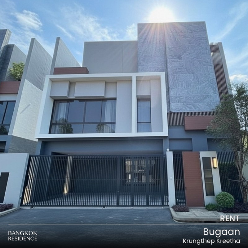บ้านเดี่ยวให้เช่า : บ้านให้เช่า 🏡 Bugaan Krungthep Kreetha บ้านเดี่ยวหรู 3 ชั้น 💎 พร้อมลิฟท์ วิวสระว่ายน้ำ บ้านหัวมุม ทำเลศักยภาพกรุงเทพกรีฑา 