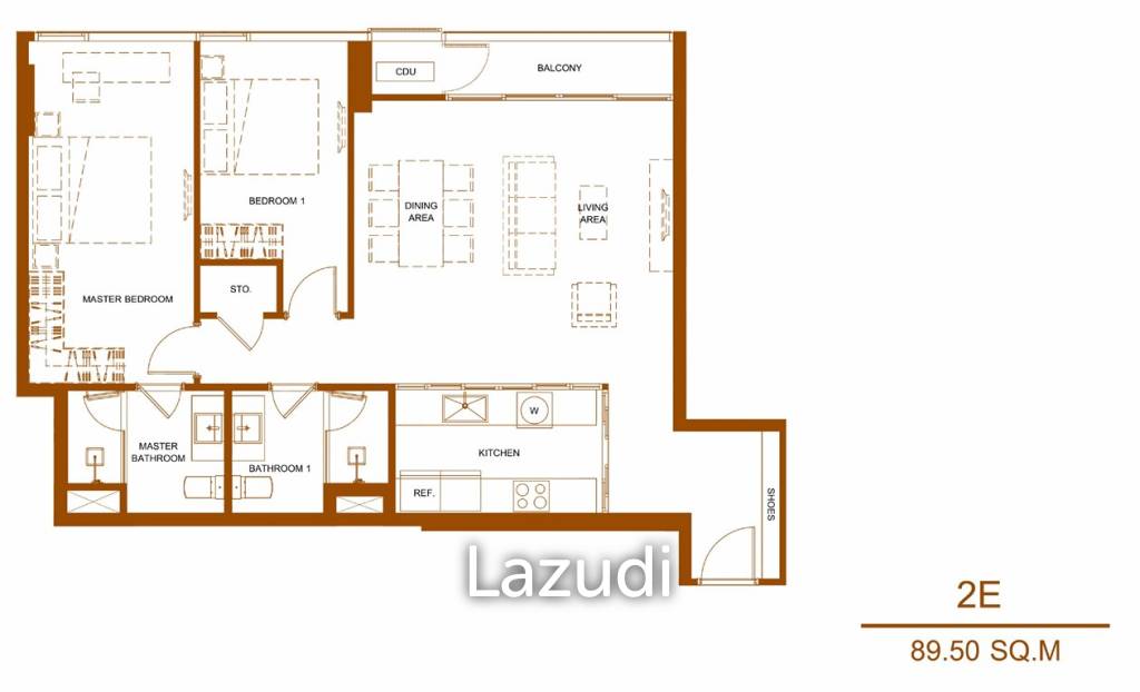 รูป 2 Bed 2 Bath 89.50 SQ.M SHUSH Ratchathewi - รูปที่ 1/1