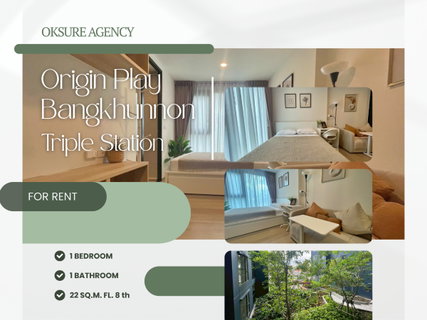 รูปภาพ ให้เช่า Origin Play Bangkhunnon Triple Station ตกแต่งครบ ห้องสวย พร้อมอยู่