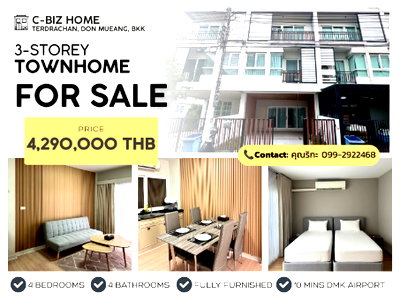 Townhouses for sale : 3-Storey Townhome for Sale C-Biz Home Terdrachan–Donmueang Bangkok, Thailand