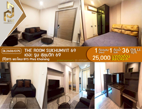 DL26061375 Condo for rent, The Room Sukhumvit 69 near BTS Phra Khanong, ready to move in, call urgently 0653619502 LineID @952jdxxk