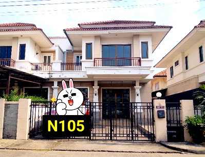 Twin houses for sale : ✅N105 Thipphiman Private Village Ban Kluai-Sai Noi Road Moo 4, Phimonrat Subdistrict, Nonthaburi Province   3 bedrooms, 2 bathrooms, 2 parking spaces