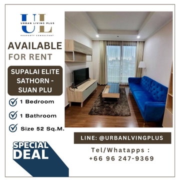 ( UL2606291 ) Tel/Line 096-2479369✨ให้เช่า ศุภาลัย เอลีท สาทร สวนพลู 1 ห้องนอน 1 ห้องน้ำ 53 ตร.ม. ห้องสวย พร้อมเข้าอยู่