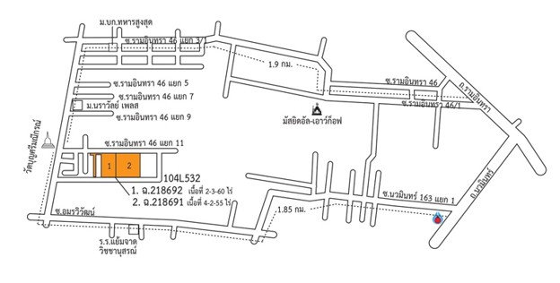 รูป ขายที่ดิน 7 ไร่เศษ ในซอยรามอินทรา 46 เหมาะสำหรับโครงการหมู่บ้านจัดสรร - รูปที่ 1/6