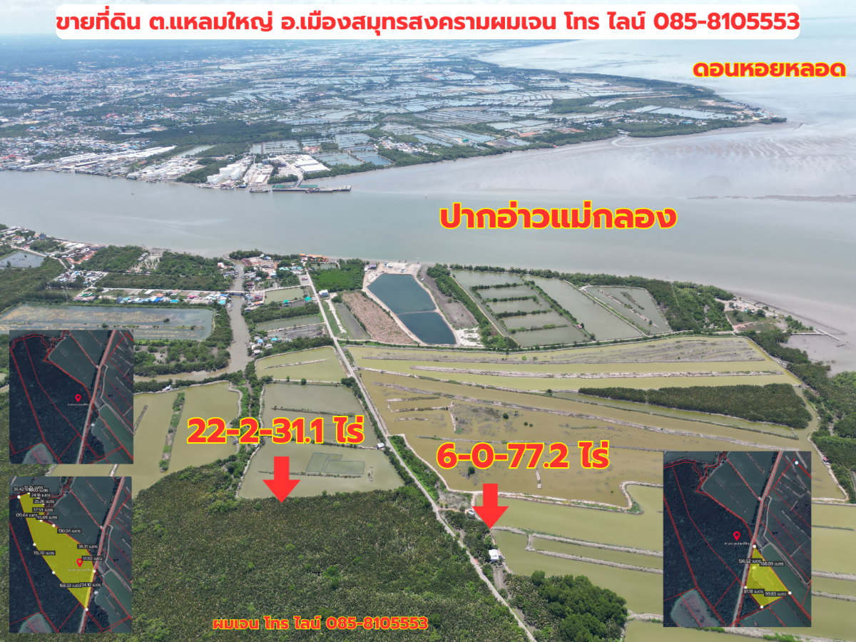 รูป #ขายที่ดินราคาถูกมาก #ขายที่ดินแหลมใหญ่ ที่ดินแม่กลอง เมืองสมุทรสงคราม ใกล้ทะเลอ่าวไทย ใกล้ปากแม่น้ำแม่กลอง อยู่ฝั่งตรงข้ามดอนหอยหลอด - รูปที่ 1/10