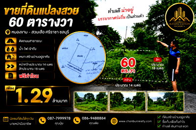 Land for sale Chonburi : Beautiful plot of land in a prime location in Sriracha, ready to build a house. Nong Kham Subdistrict, Sriracha District, Chonburi (Tiger Park area)