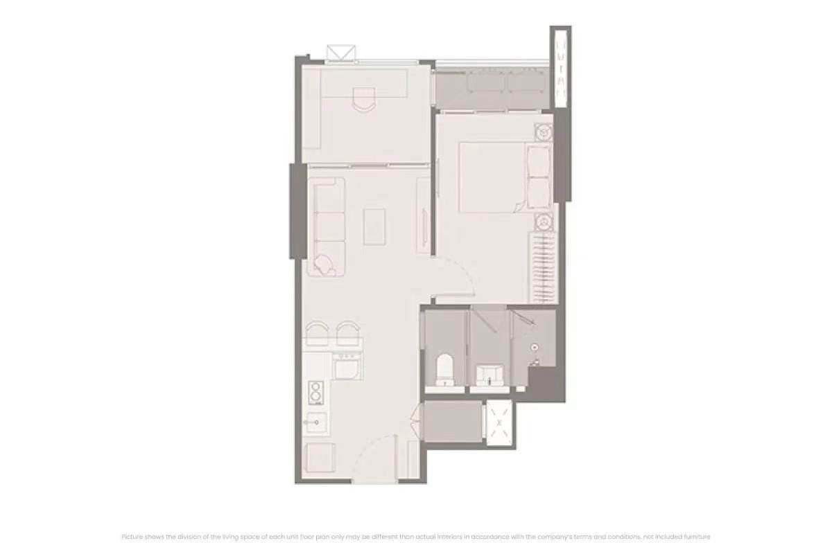 รูป RHYTHM Charoennakhon Iconic ชั้น 21 (1 Bed Plus) 43.5 ตร.ม. ทำเลทองตรงข้าม ICONSIAM ใกล้รถไฟฟ้า - รูปที่ 2/8