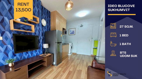 🏡 Ideo Blucove Sukhumvit ✨ ห้องแต่งครบ พร้อมอยู่ 🚆 ใกล้ BTS อุดมสุข เพียง 13,500/เดือน 💙 โดยเซลล์ประจำโครงการ