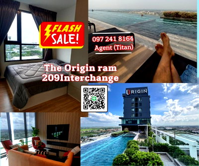 คอนโดให้เช่า : The Origin ram209 (One bed Plus ) ห้องสวยเฟอร์นิเจอร์เครื่องใชไฟฟ้าดี วิวสวย  ราคาพิเศษ