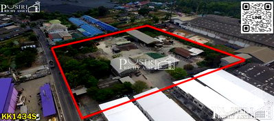 ขายโรงงาน : ขายที่ดิน 7 ไร่ พร้อมพื้นที่ใช้สอย ลานคอนกรีตเต็มพื้นที่ มีโรงงาน โกดัง สำนักงาน อุปกรณ์และใบ รง.4 ครบถ้วน แถมติดถนน 2 ด้านในราคาที่เปล่า - KK1434S