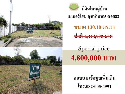 ขายที่ดินในหมู่บ้านเนเบอร์โฮม สุขาภิบาล5 ซอย 82