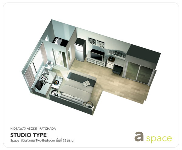 picture for Sale: A Space Hideaway Asoke - Ratchada Price: 1,700,000 THB - 7/7