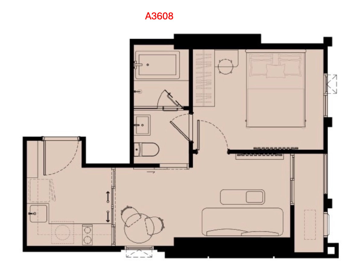 picture Refernce Ekkkamai Condo 1 Bedroom Fl36 - 2/5