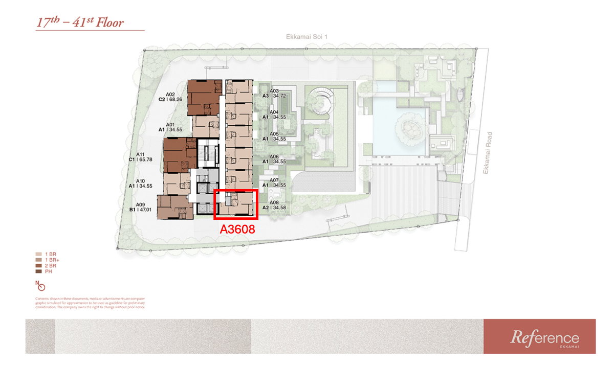 picture Refernce Ekkkamai Condo 1 Bedroom Fl36 - 1/5