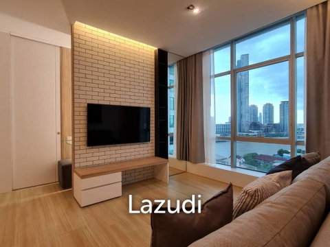 60 sqm river view condo on 14th floor at Baan Sathorn Chaopraya, Khlong San Bangkok