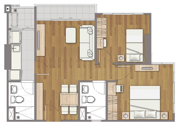 picture The Tree Interchange 2 Bedroom 2 Bathroom size 59 Sq.m. (For Rent) - 10/14