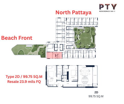 ขาย PTY Residence Sai 1 คอนโดพัทยากลาง ใกล้ Walking Street โควตาต่างชาติ