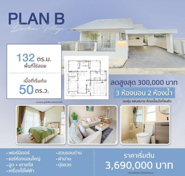 ❤️ดอนแก้ววิลเลจ 18  Type  PLAN B ทำเลแม่สา แม่ริม เชียงใหม่   T. 063-6649056