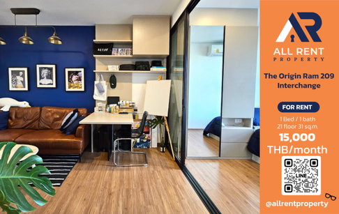 🔥 The Origin Ram 209 Interchange, brand new room, 21st floor, near BTS/MRT, only 15,000 THB/month, ready to move in! 🏙️🚆